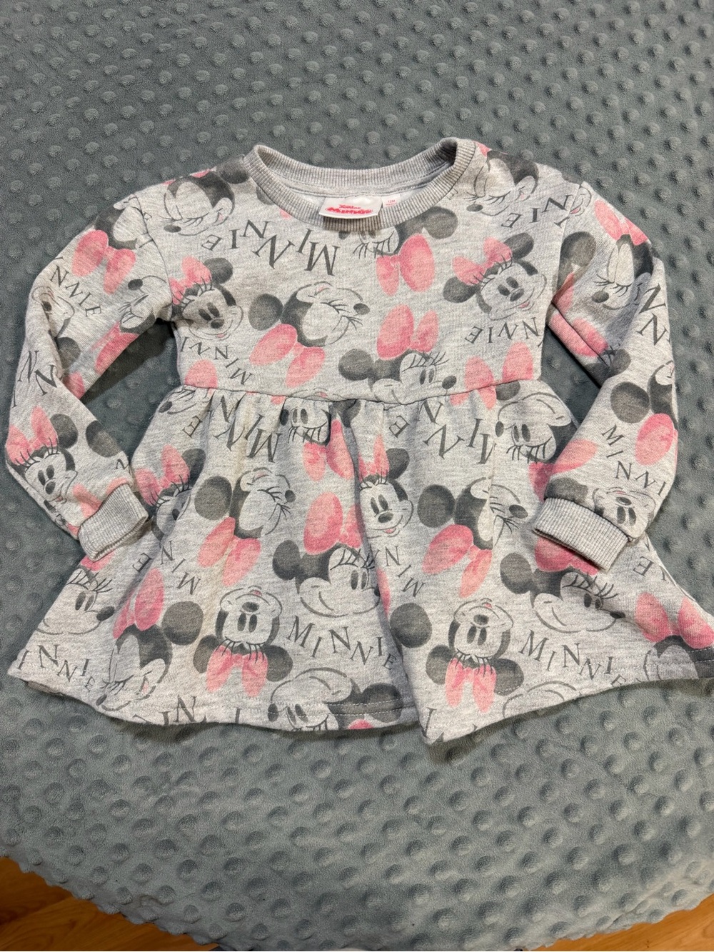 Disney Gray and Pink Minnie Mouse Peplum Dress